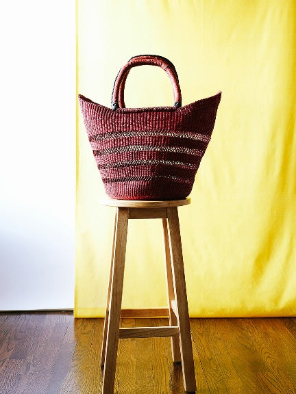 Bolga Shopper-Burgundy