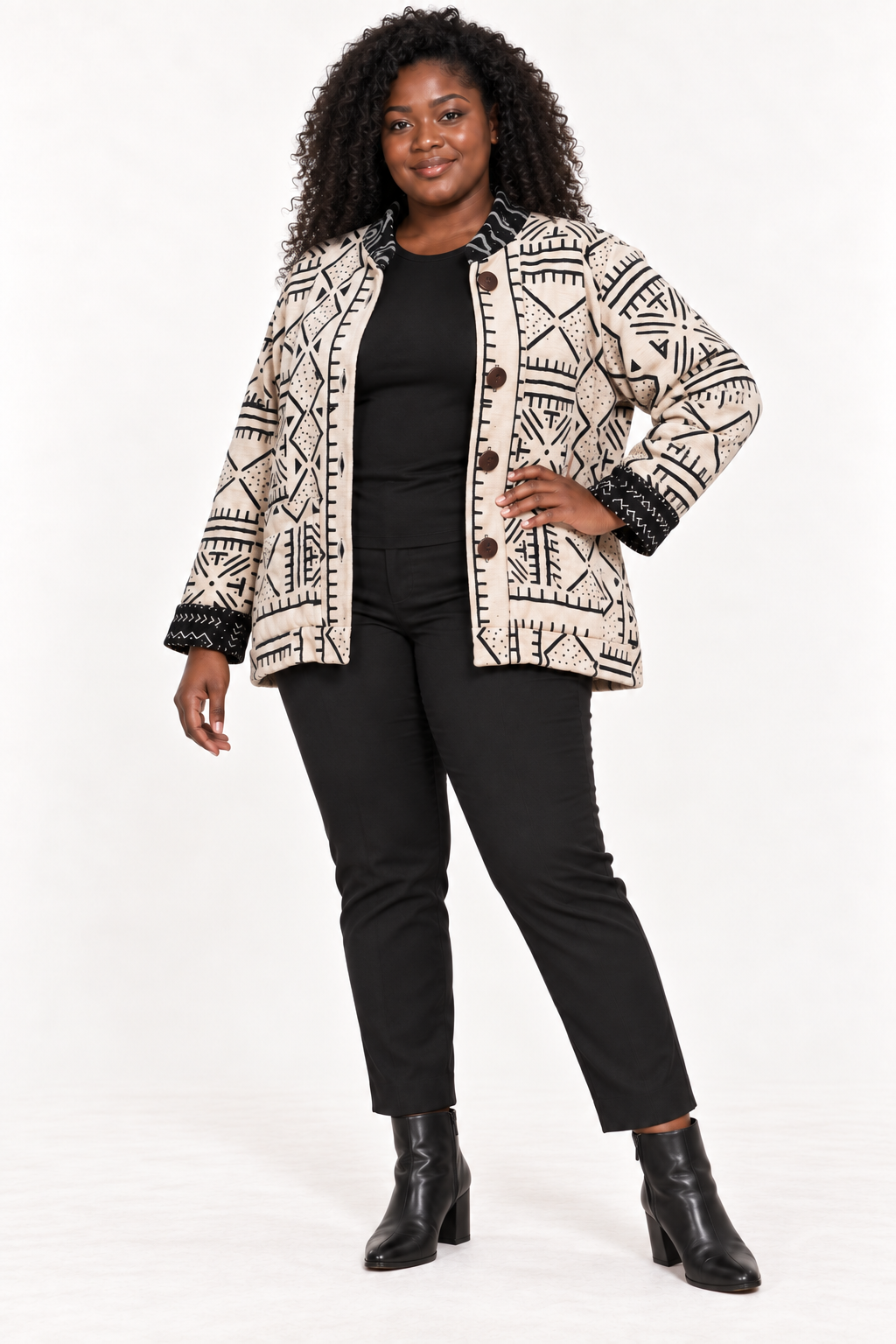 Lareba Cream & Black Bogolan Jacket