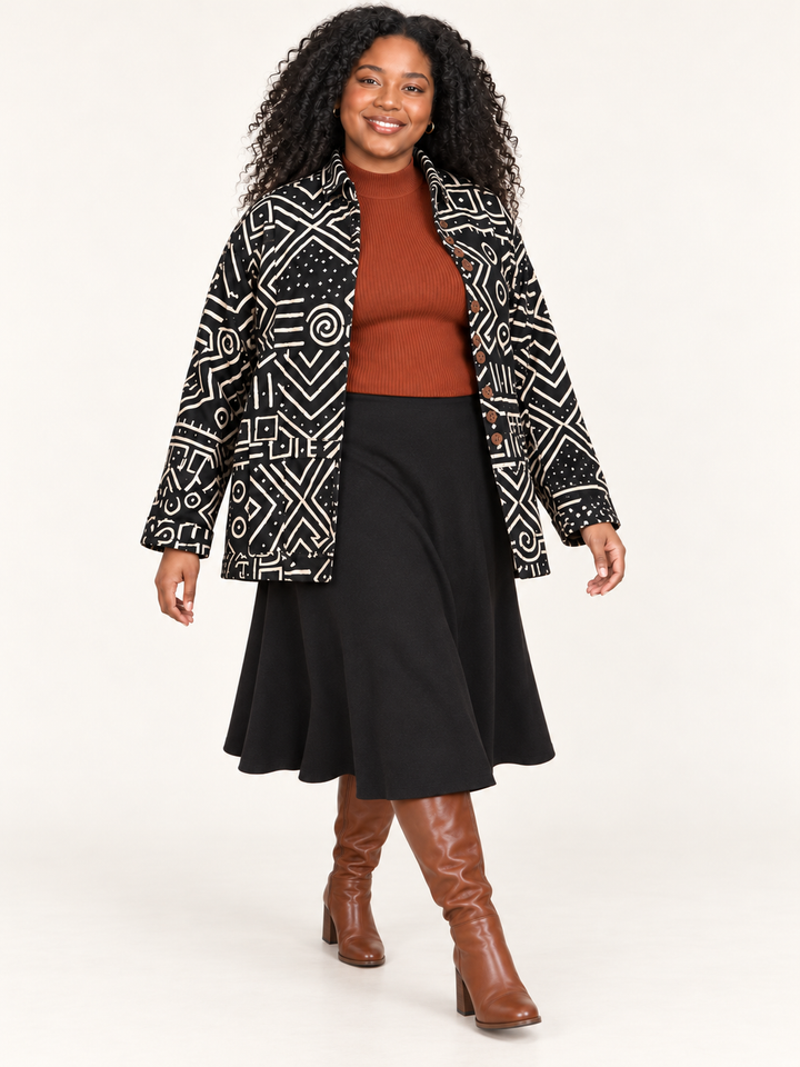Lareba Black & White Bogolan Jacket