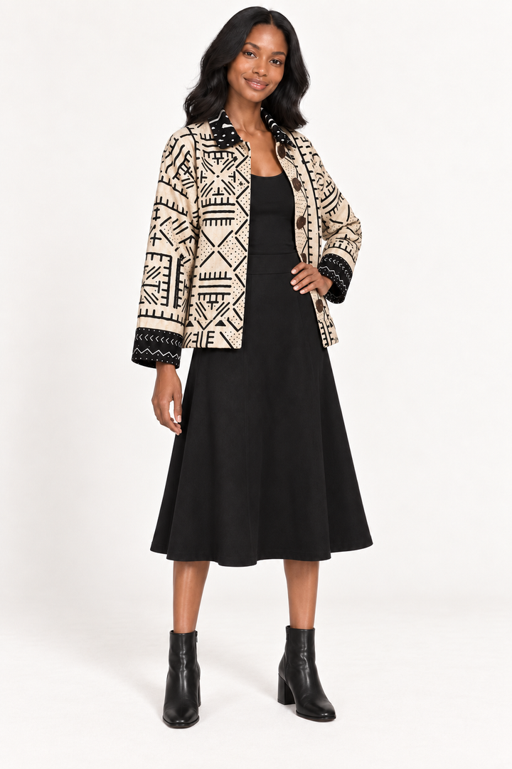 Lareba Cream & Black Bogolan Jacket