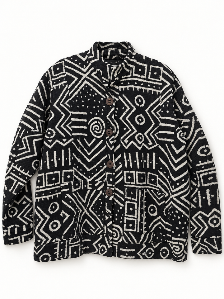 Lareba Black & White Bogolan Jacket