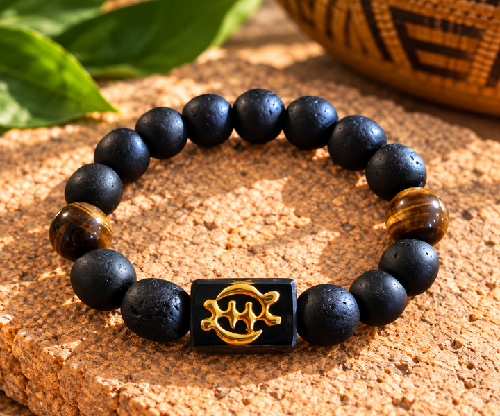 EcoAdinkra Harmony Bracelet – Gye Nyame | Recycled Glass Beads