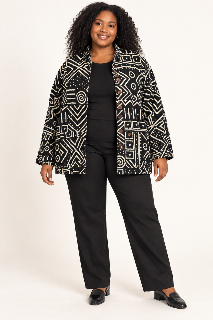 Lareba Black & White Bogolan Jacket