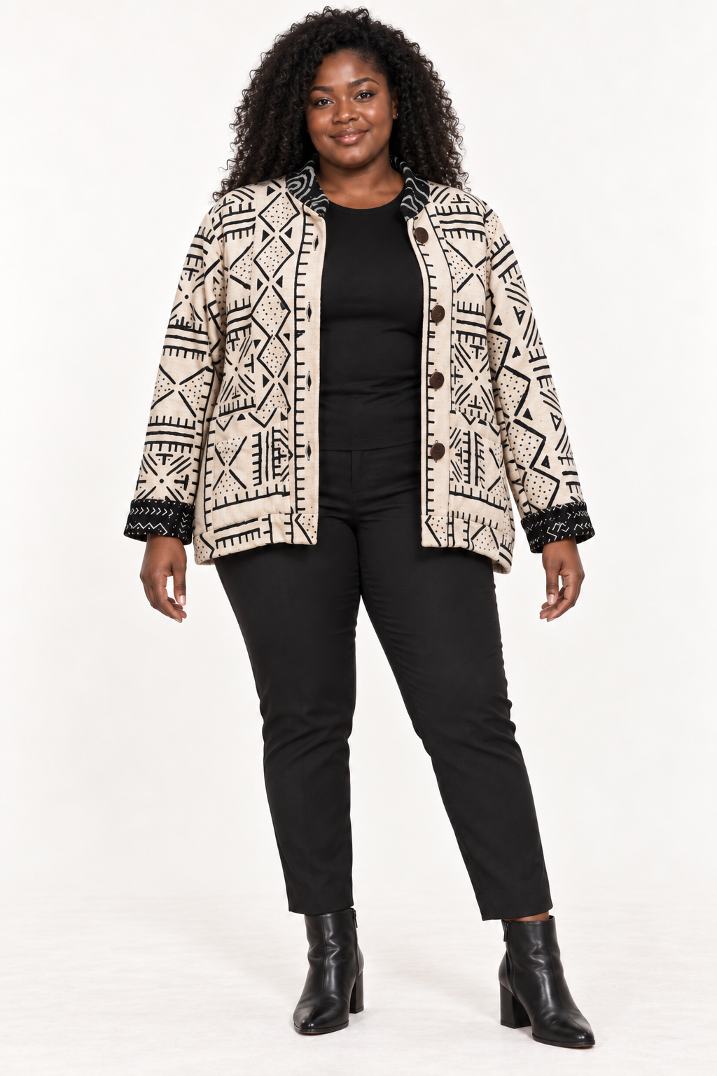 Lareba Cream & Black Bogolan Jacket