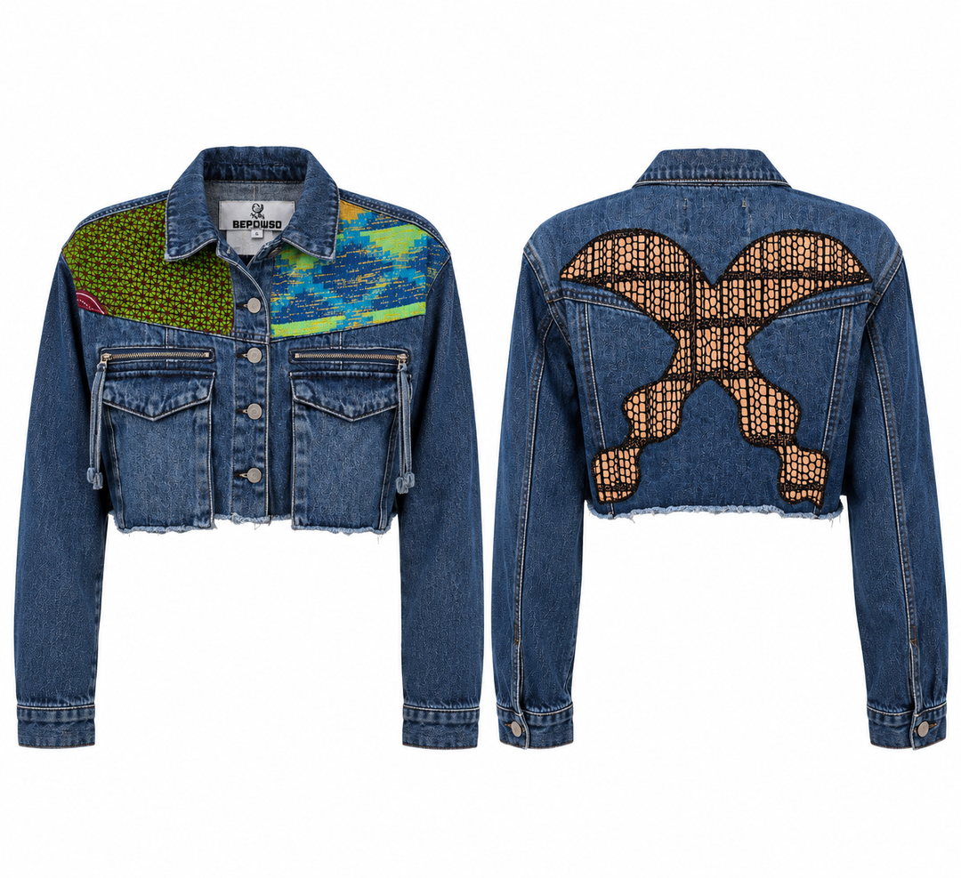Akofena -Denim Fusion Upcycled Jacket
