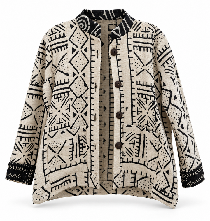 Lareba Cream & Black Bogolan Jacket