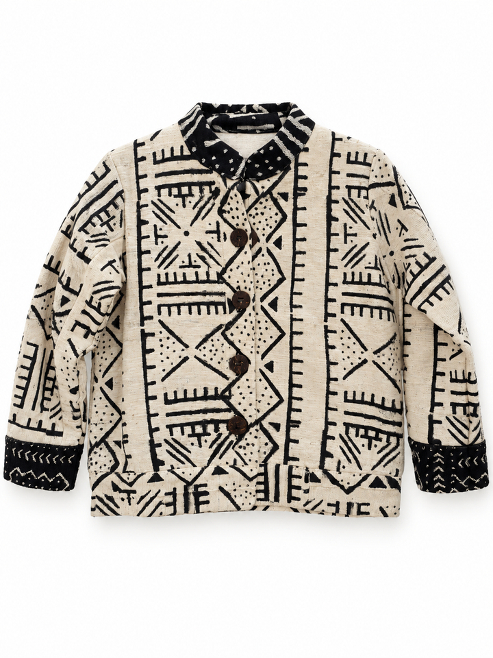 Lareba Cream & Black Bogolan Jacket