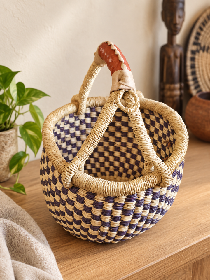 Small Bolga Storage Basket — Handmade by the Women of Ayebase