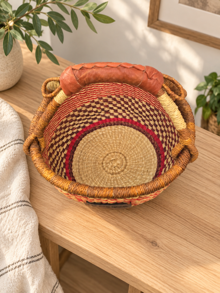 Small Bolga Storage Basket — Handmade by the Women of Ayebase