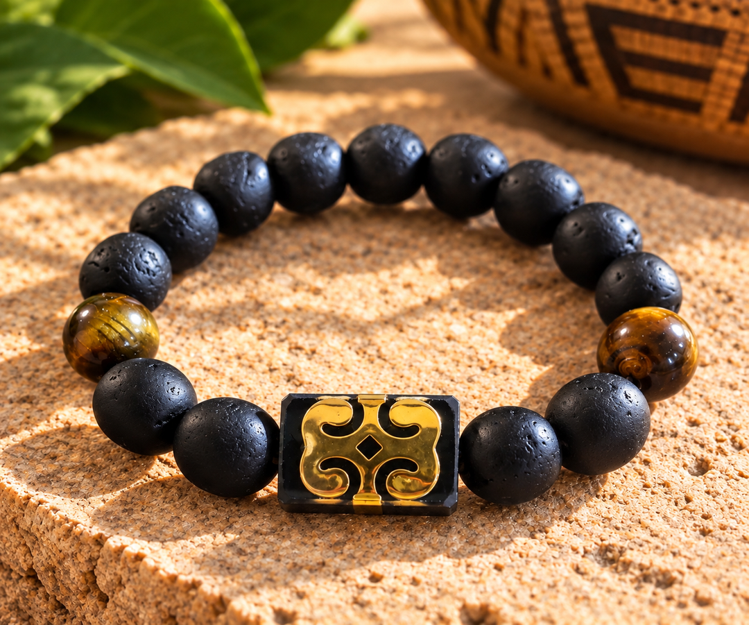 EcoAdinkra Dwennimmen Bracelet | Recycled Glass Beads – Handmade in Ghana
