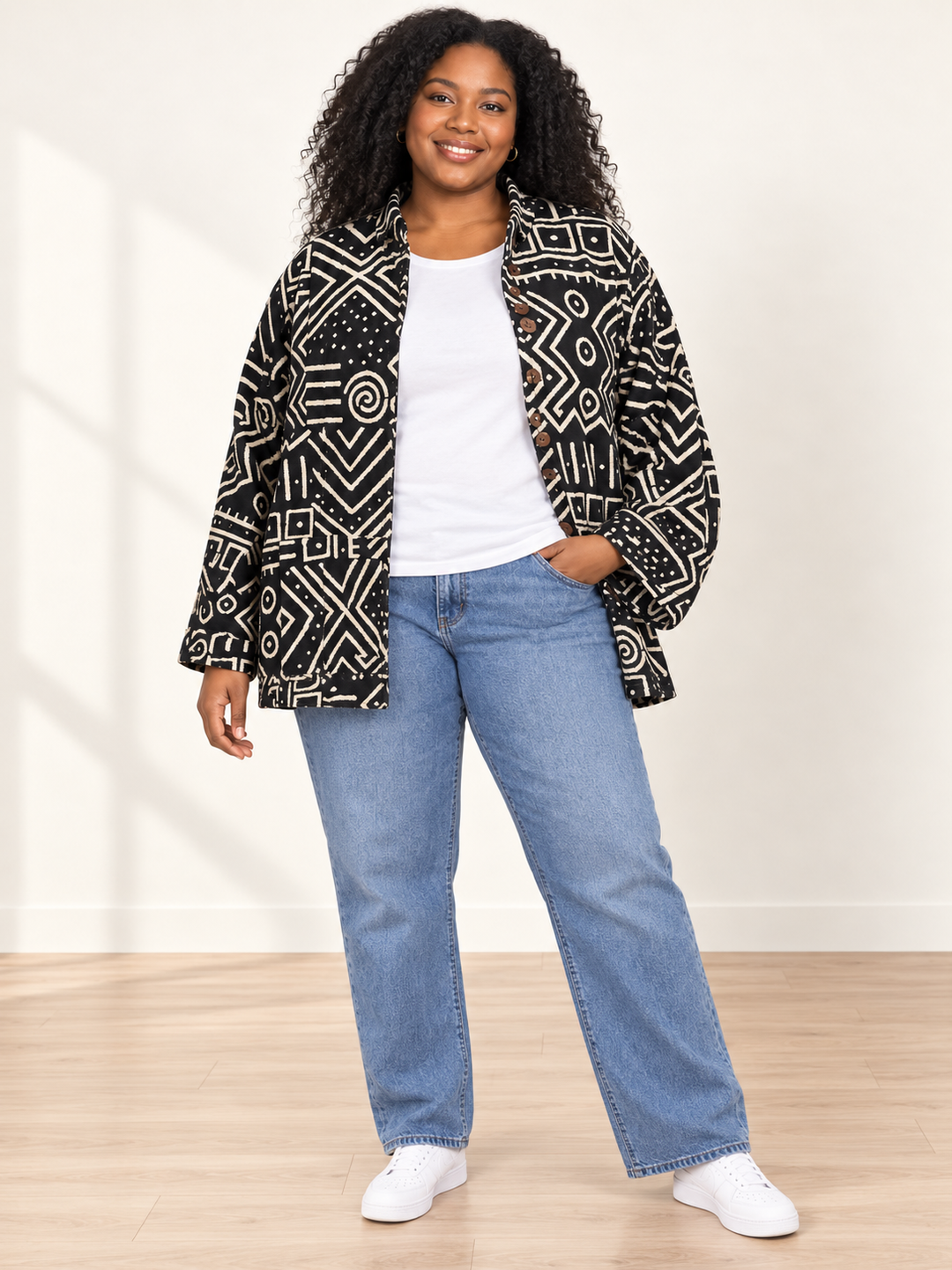 Lareba Black & White Bogolan Jacket
