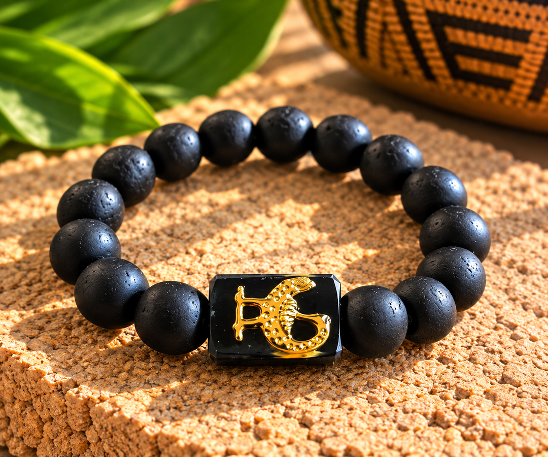 EcoAdinkra Sankofa Bracelet | Recycled Glass Beads – Handmade in Ghana