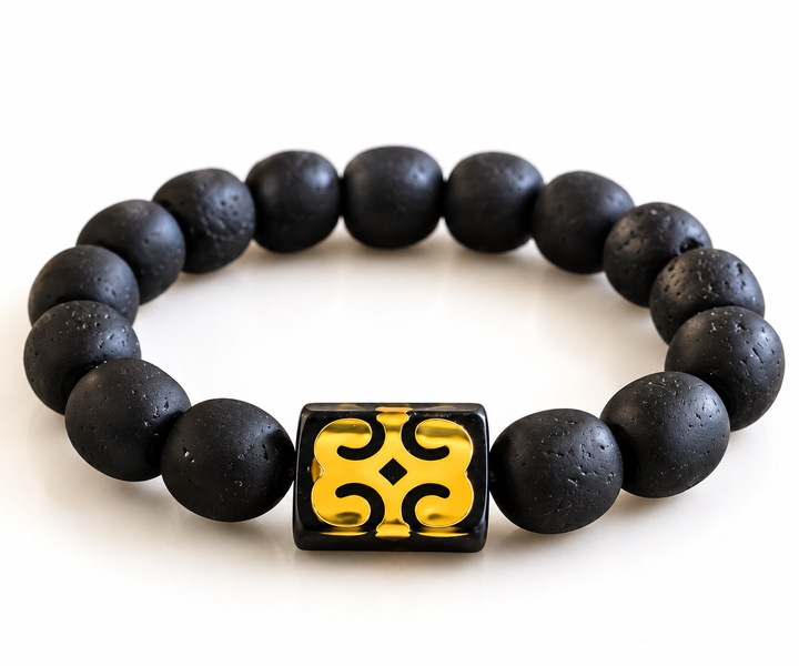EcoAdinkra Dwennimmen Bracelet | Recycled Glass Beads – Handmade in Ghana
