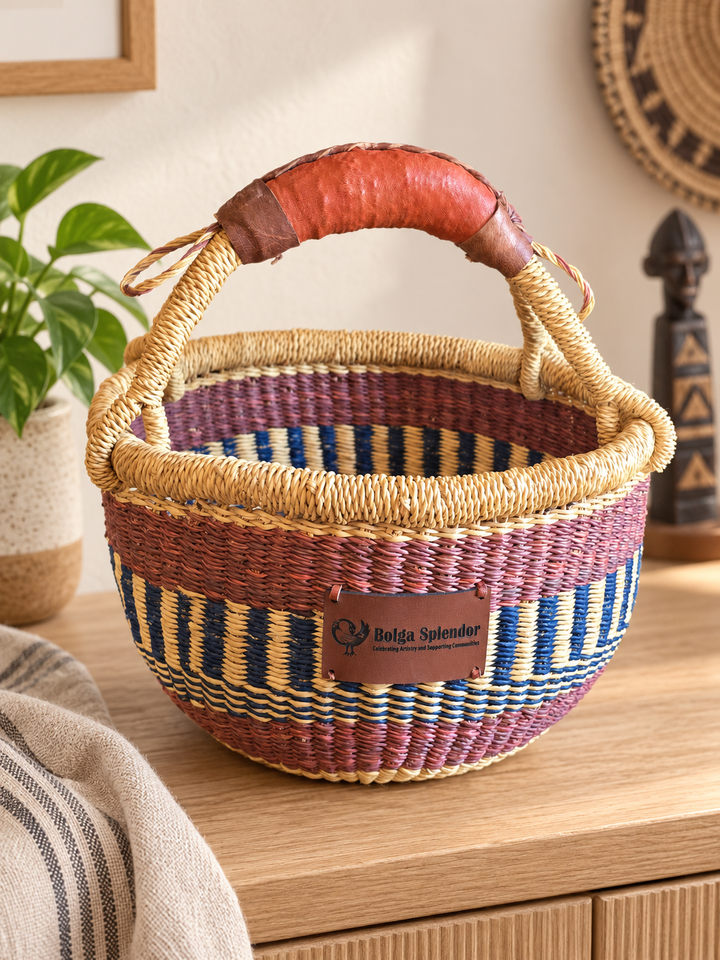 Small Bolga Storage Basket — Handmade by the Women of Ayebase