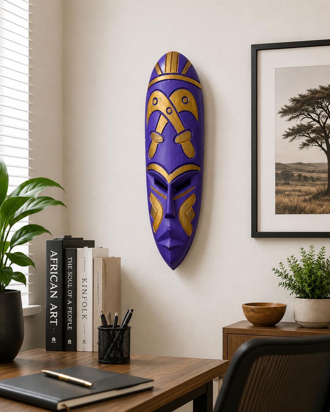 Adinkra Hand Carved African Mask-Akofena