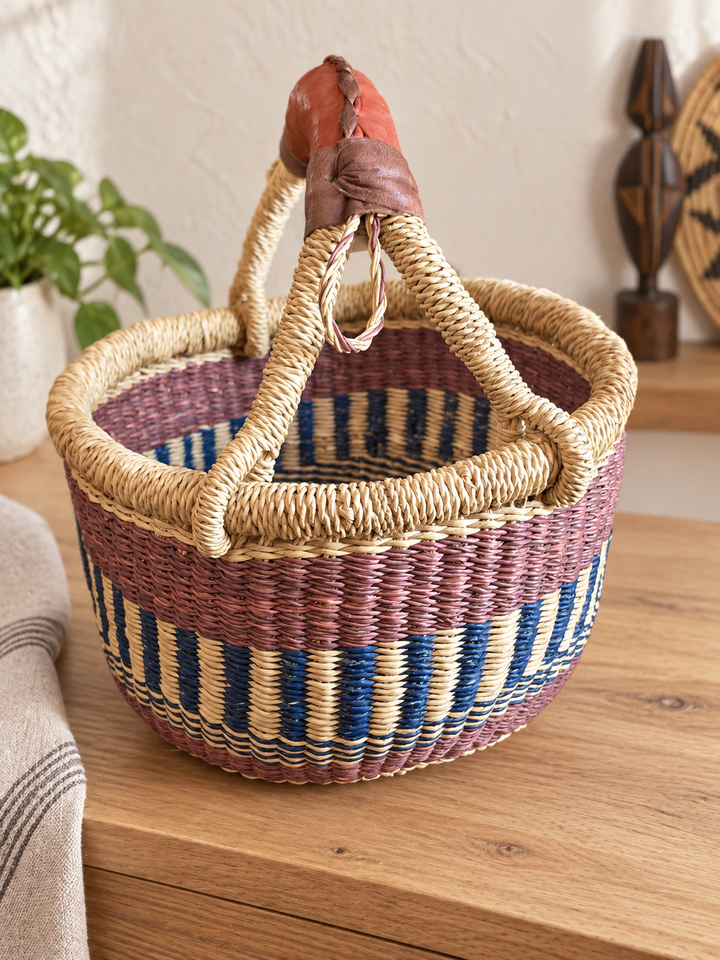 Small Bolga Storage Basket — Handmade by the Women of Ayebase