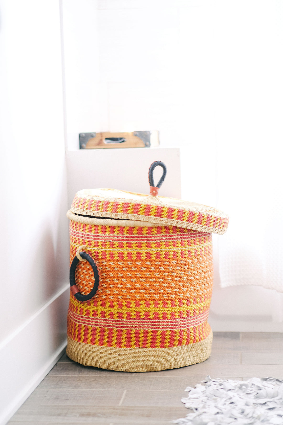 Handwoven Bolga Storage Basket with Lid