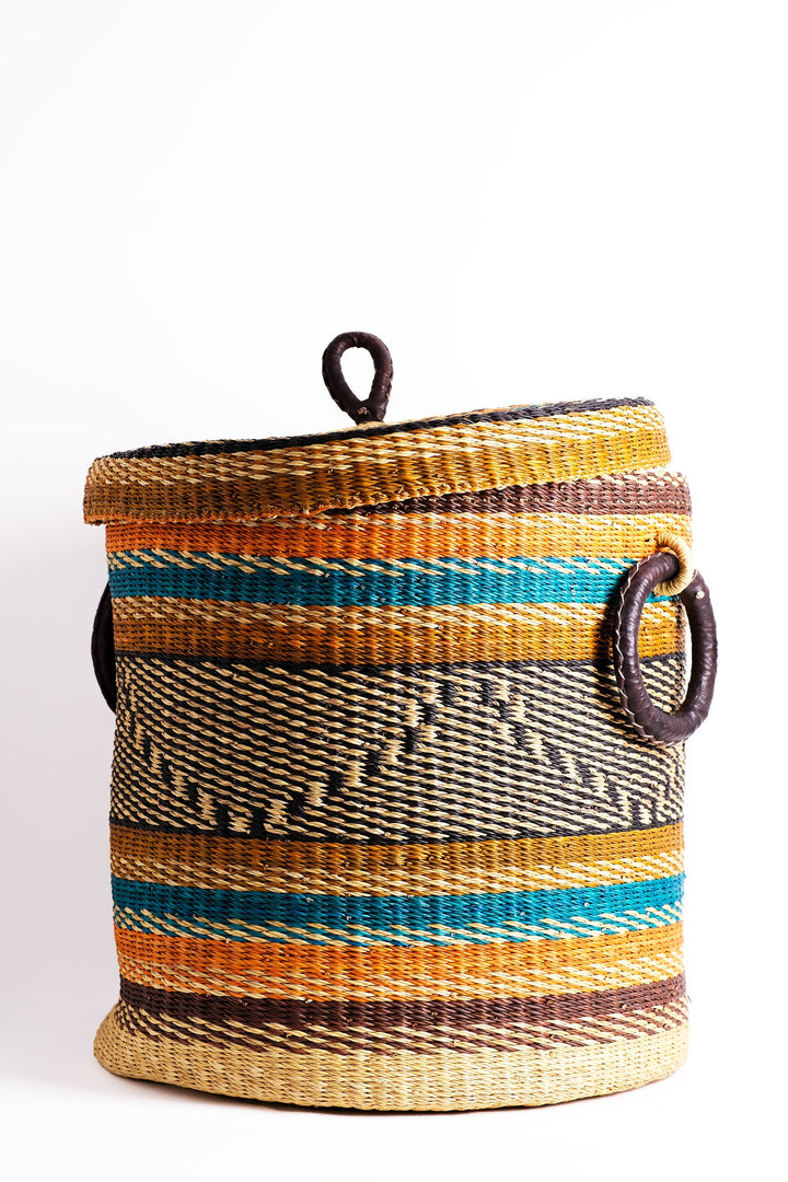 Handwoven Bolga Storage Basket with Lid