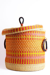Handwoven Bolga Storage Basket with Lid